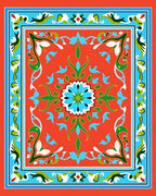 Vibrant Floral Medallion Border Rug