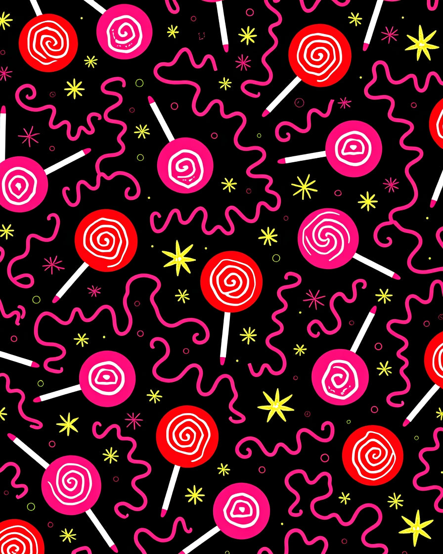 Bright Red Pink Swirl Lollipop Fun Rug