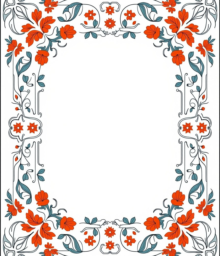 Floral Vines With Orange Accents Rug
