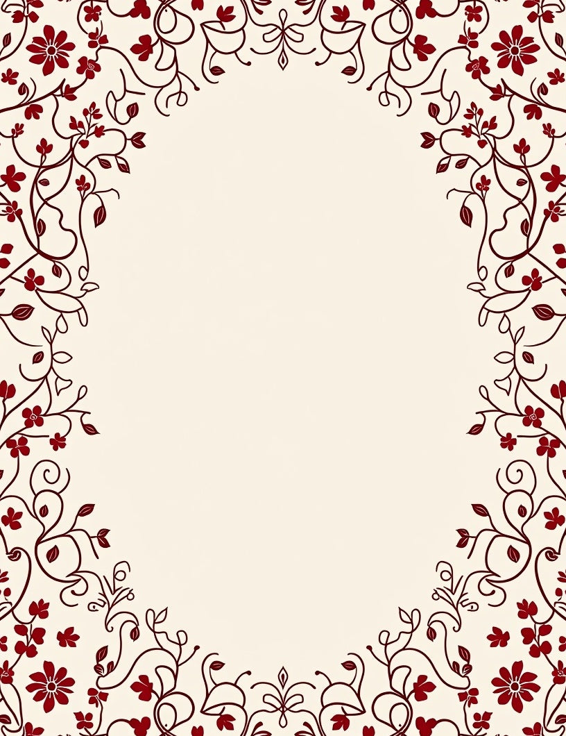 Maroon Floral Vine Pattern Rug