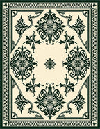 Dark Green Floral Classic Pattern Rug