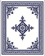 Intricate Blue White Geometric Design Rug