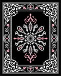 Black White Pink Floral Medallion Border Rug