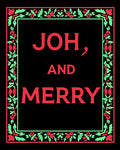 Red Green Floral Border Festive Greeting Rug