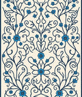 Classic Floral Vines Blue Pattern Rug