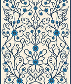Classic Floral Vines Blue Pattern Rug