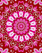 Vibrant Crimson Floral Mandala Design Rug