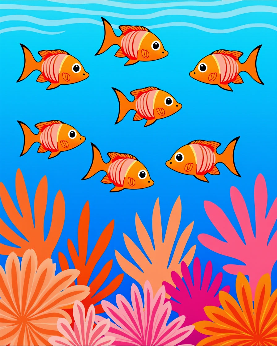 Bright Orange Fish Coral Garden Rug