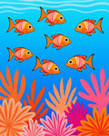 Bright Orange Fish Coral Garden Rug