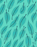 Teal Feather Pattern With Dark Outline Rug
