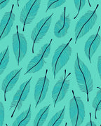 Teal Feather Pattern With Dark Outline Rug