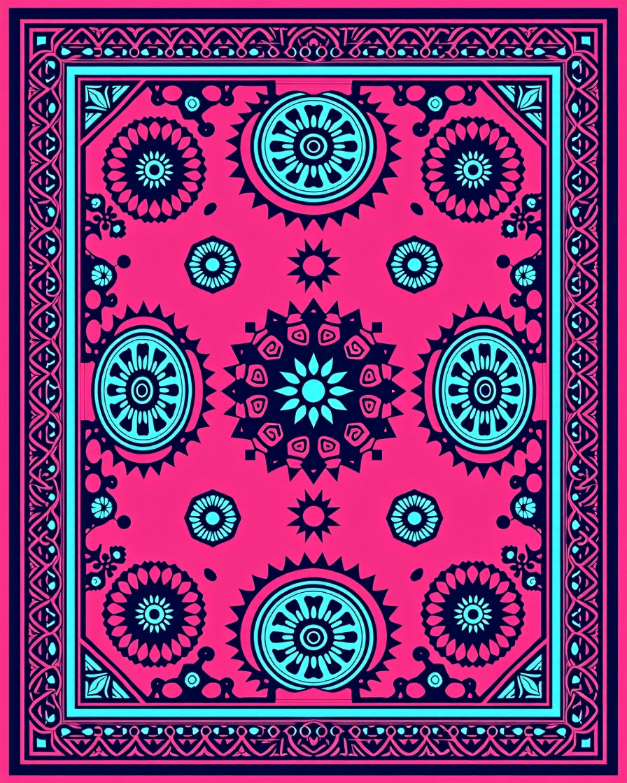 Bold Floral Mandala Inspired Design Rug