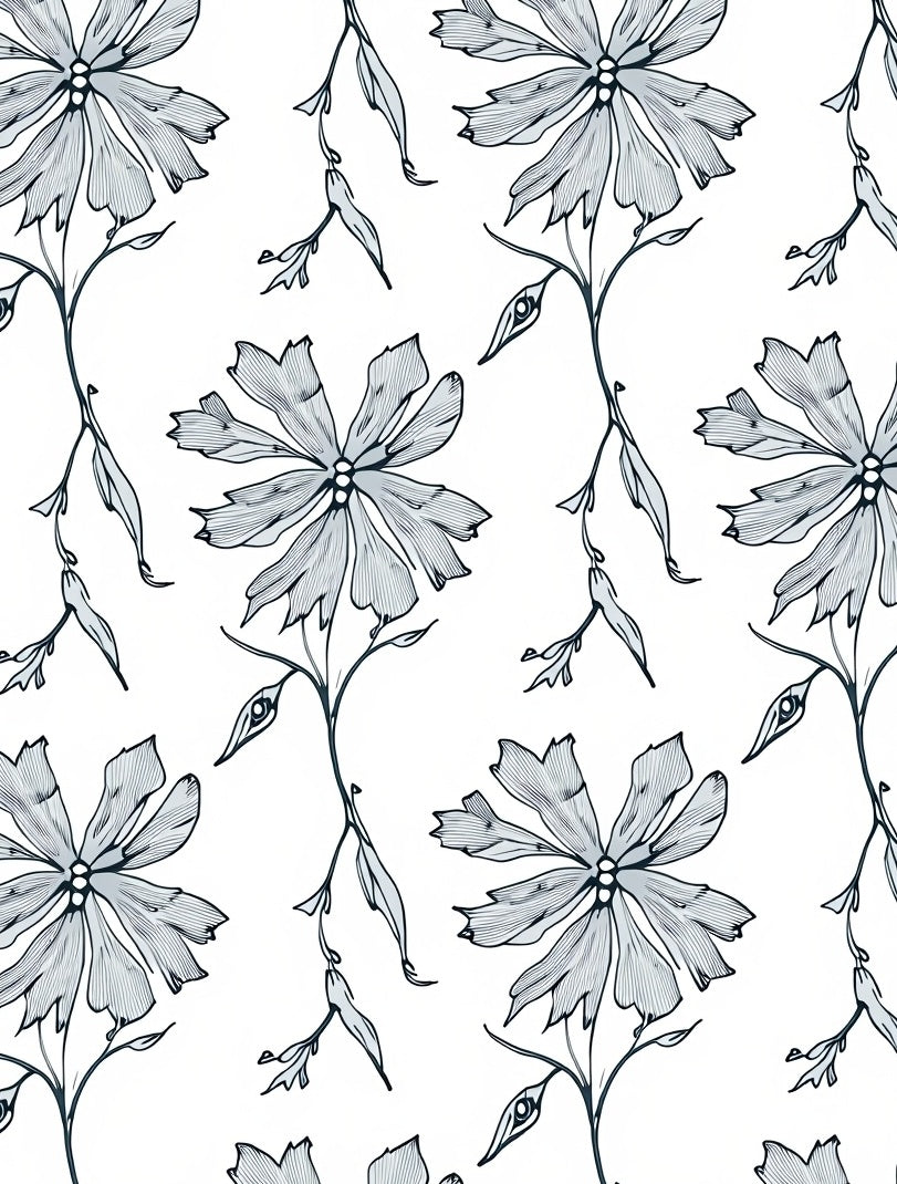 Delicate Blue Floral Vine Rug