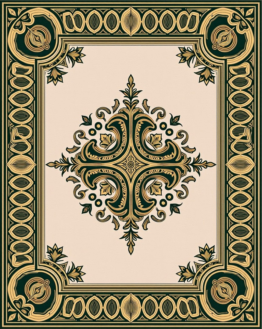 Ornate Floral Border With Central Medallion Rug