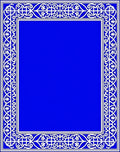 Royal Blue White Intricate Border Rug