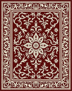 Regal Crimson Floral Scroll Rug