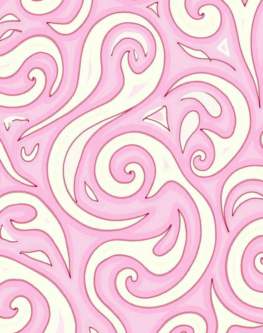 Swirling Pink And White Pattern Rug