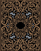 Elegant Gold Swirls Botanical Pattern Rug