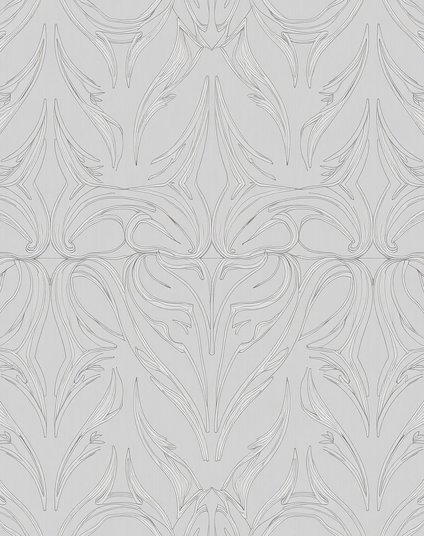 Elegant Light Grey Floral Pattern Rug