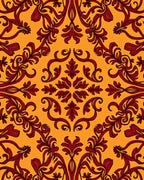 Ornate Red Floral Damask Pattern Rug
