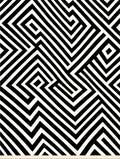 Black White Maze Geometric Design Rug