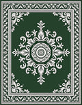 Emerald Green Floral Medallion Rug
