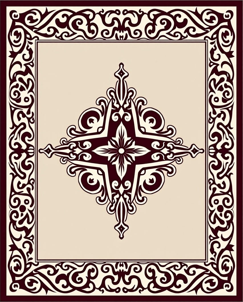 Ornate Regal Scrollwork Medallion Rug