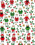 Festive Gnomes Red Green Holly Christmas Rug