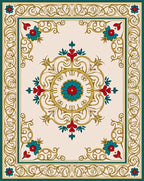 Elegant Floral Medallion Cream Rug