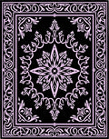 Ornate Black And Pink Floral Pattern Rug