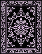 Ornate Black And Pink Floral Pattern Rug