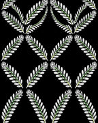 Black Green White Leafed Vine Rhombus Rug