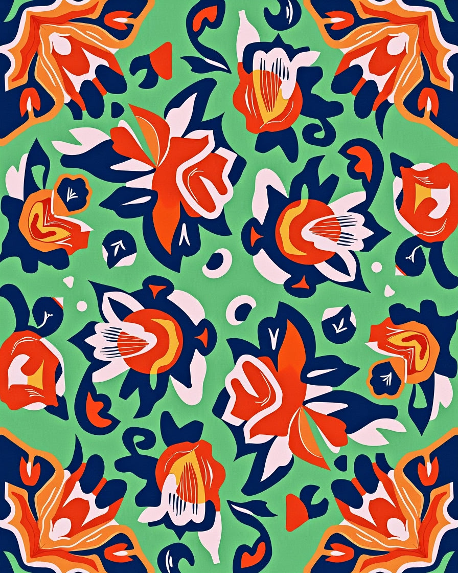 Vibrant Floral Abstract Pattern Rug