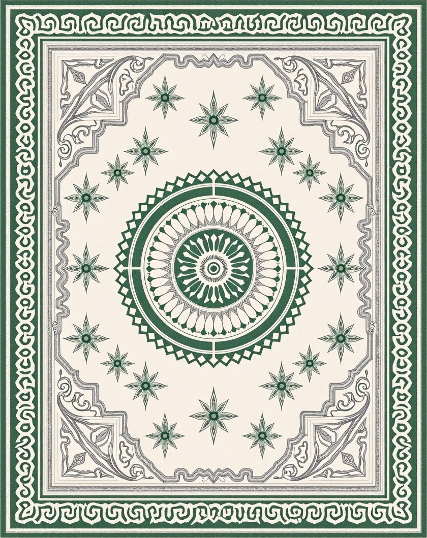 Emerald Jewel Medallion Pattern Rug