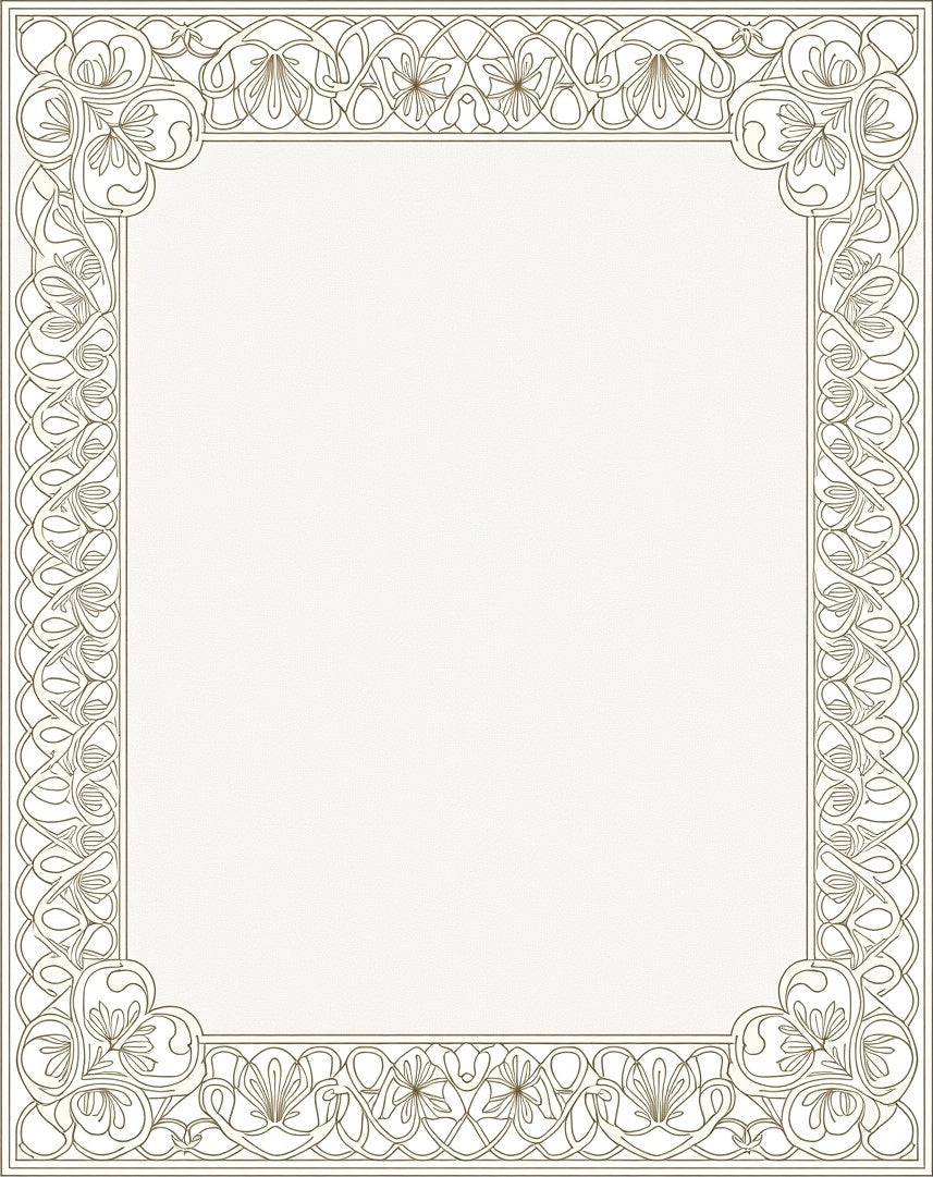 Art Nouveau Floral Scrollwork Outline Rug