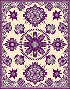 Floral Mandala Patterned Cream Rug