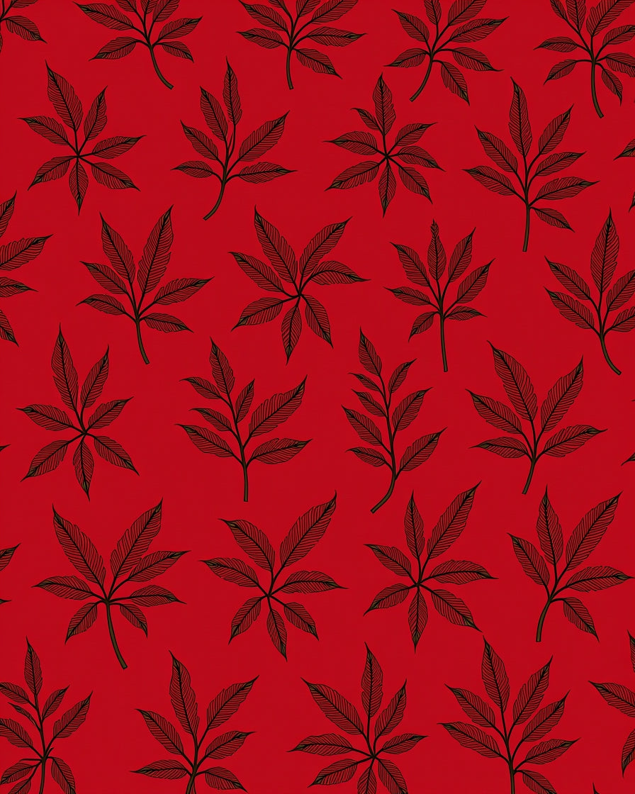 Crimson Leafy Branch Repeat Rug
