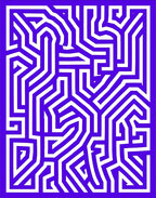 Blue White Maze Like Geometric Pattern Rug