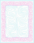 Pink Floral Frame Aqua Swirls Pattern Rug