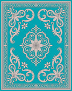 Classic Scrollwork Floral Teal Rug