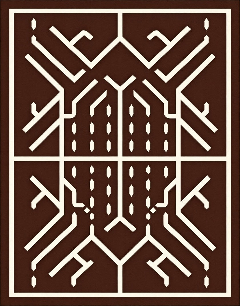 Geometric Branch Patterned Abstract Rug