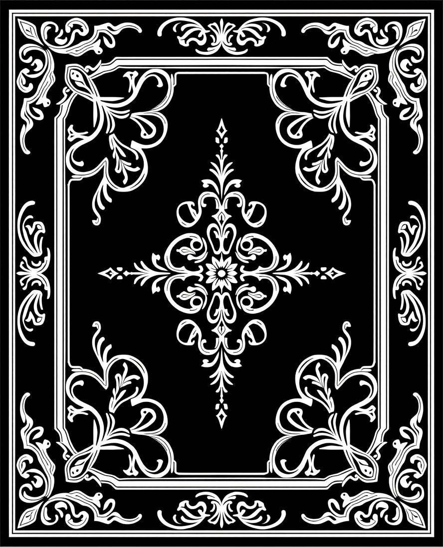 Elegant White Floral Scrollwork Design Rug