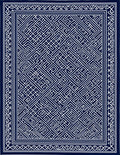 Navy White Intricate Geometric Pattern Rug