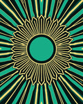 Emerald Sunburst Geometric Pattern Rug