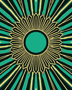 Emerald Sunburst Geometric Pattern Rug