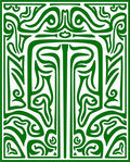 Ornate Emerald Green Abstract Swirl Decorative Rug