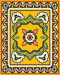 Yellow Floral Geometric Motif Rug