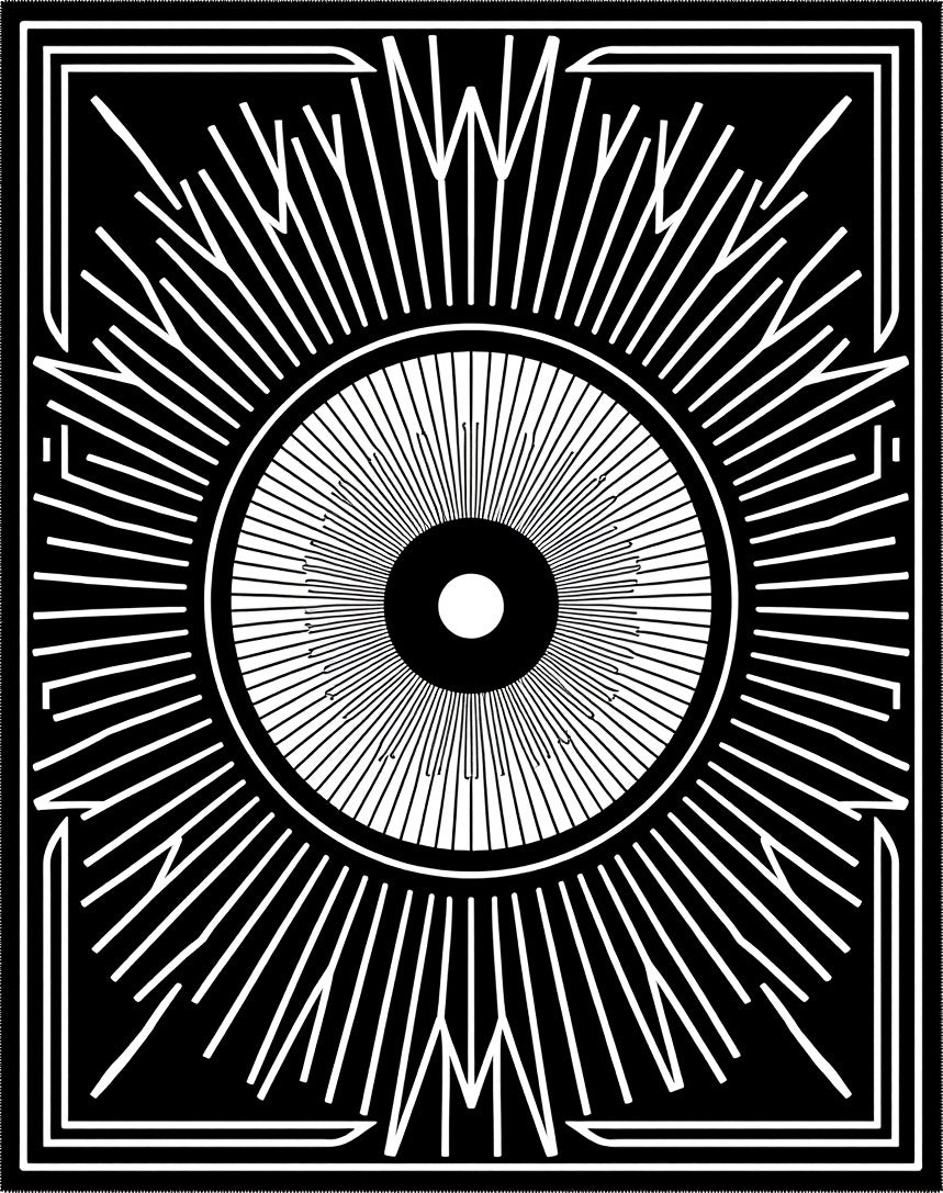 Central Sunburst Geometric Contrast Rug
