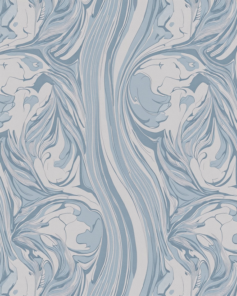Serene Blue Swirl Pattern Design Rug