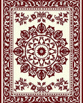 Intricate Crimson Floral Mandala Design Rug